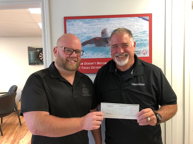 Josh Astle, Executive Director, Special Olympics New Brunswick; Jean-Guy Lalonde, audio/video specialist at Maestrovision.